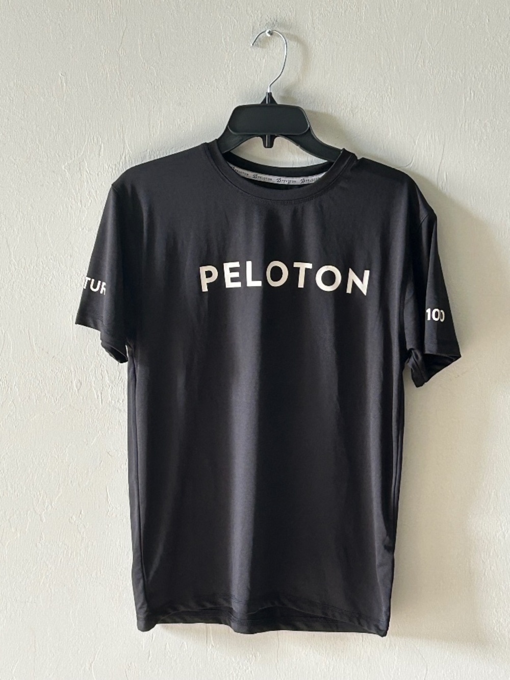 Peloton T-Shirt XS Century 100 Rides Black Performance Fitness Activewear Bike
